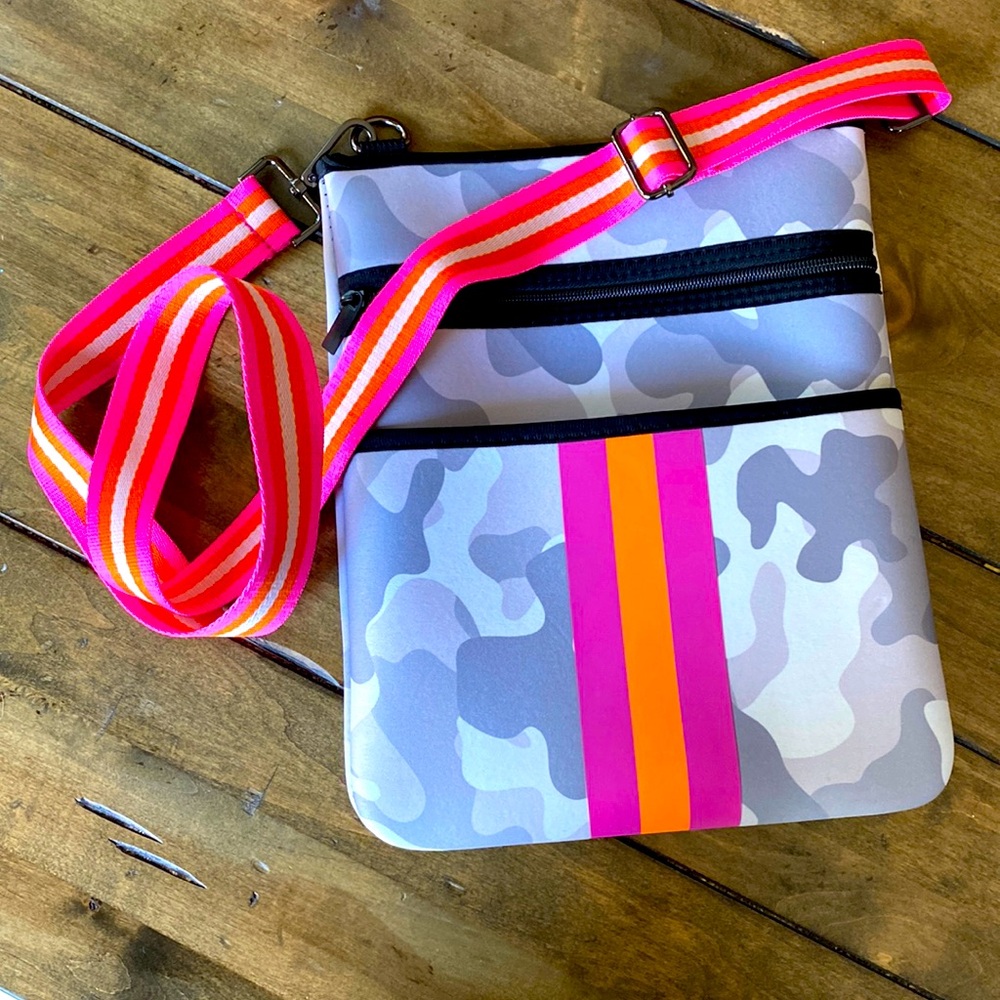 Neoprene camo pink and gray purse- super fun!